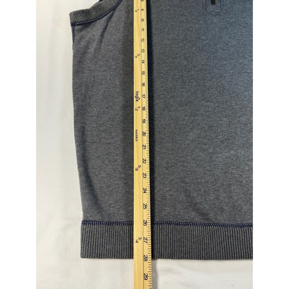 Horn Legend Reversible Quarter Zip Vest Gray Navy Blue 100% Cotton Mens Large - Picture 8 of 8